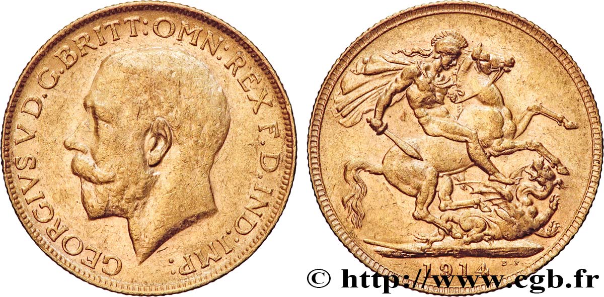 ORO, PALADIO Y PLATINO INVERSIÓN 1 Souverain Georges V 1914 Perth MBC+ 