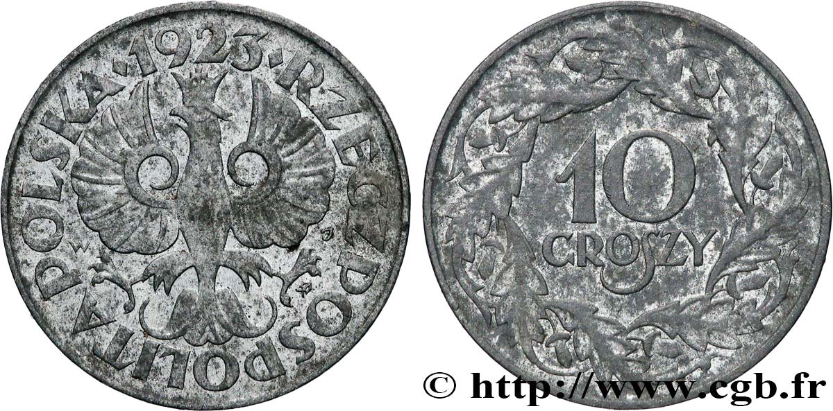 POLEN 10 Groszy “Gouvernement général” 1923 Varsovie SS 
