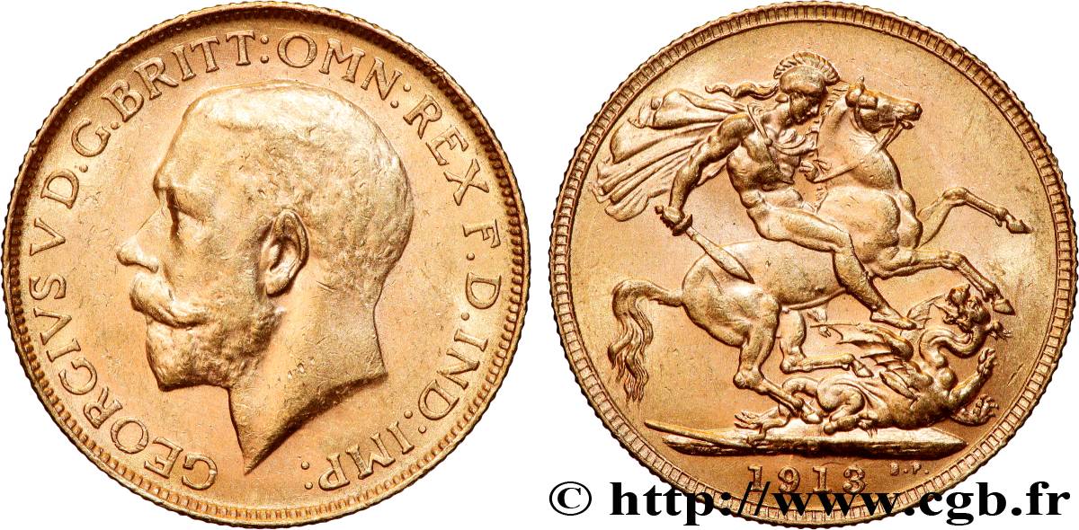OR, PALLADIUM ET PLATINE INVESTISSEMENT 1 Souverain Georges V 1913 Perth TTB+ 