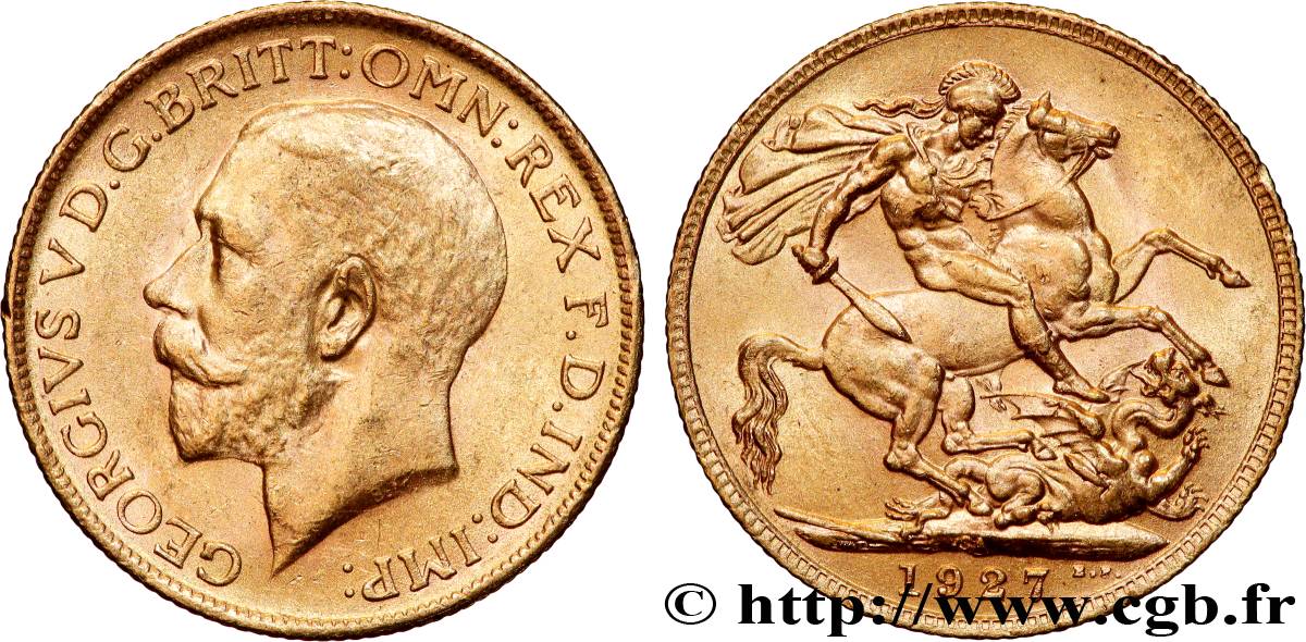 GOLD, PALLADIUM & PLATINUM INVESTMENT 1 Souverain Georges V 1927 Afrique du Sud AU 