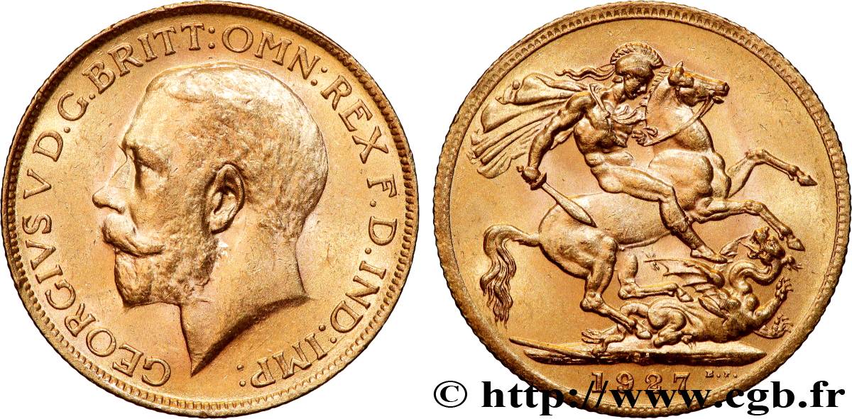 OR, PALLADIUM ET PLATINE INVESTISSEMENT 1 Souverain Georges V 1927 Afrique du Sud SUP 