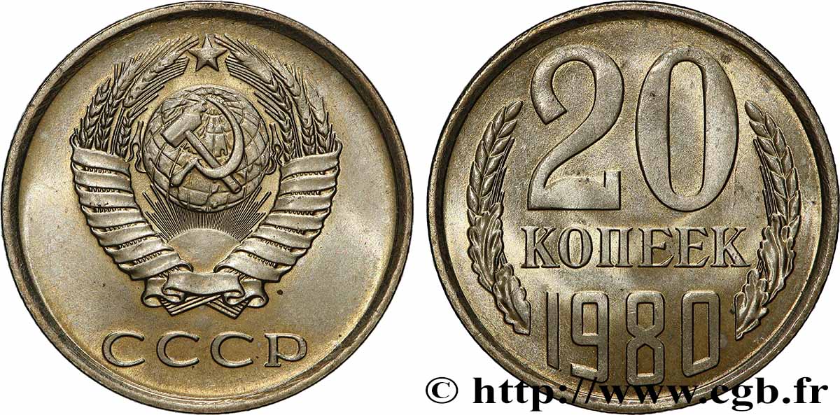 RUSSLAND - UdSSR 20 Kopecks URSS 1980  fST 