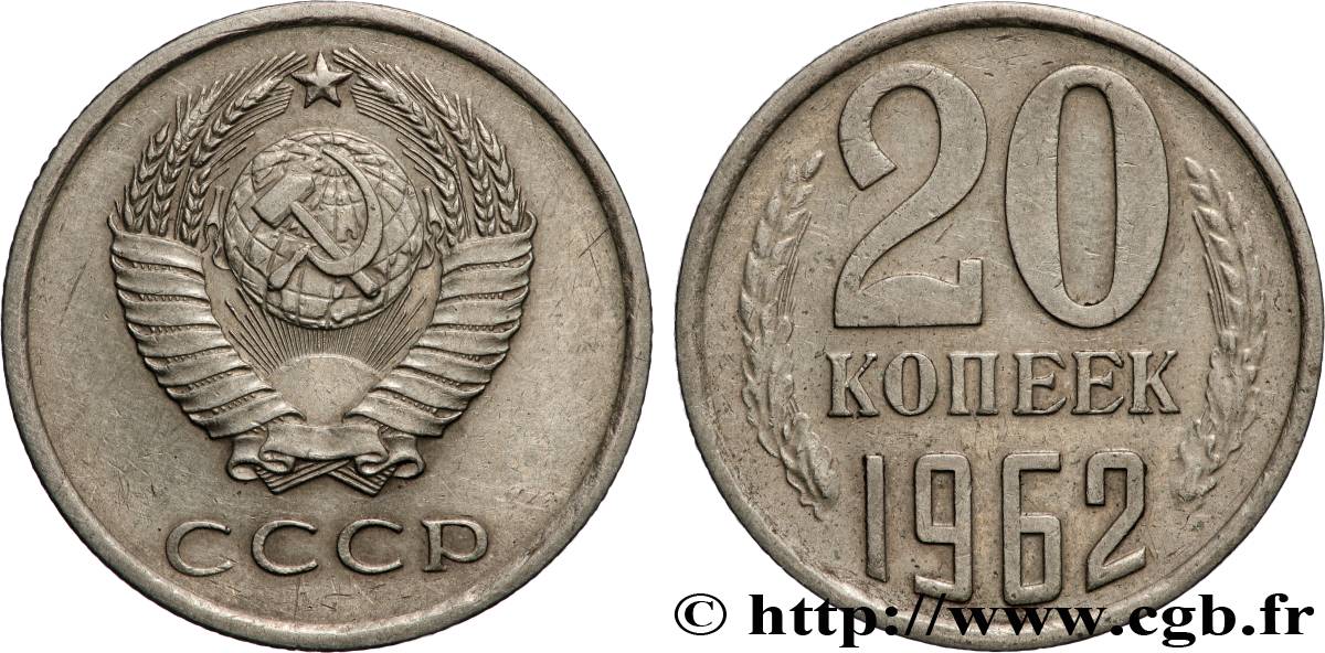 RUSSLAND - UdSSR 20 Kopecks URSS 1962  fVZ 