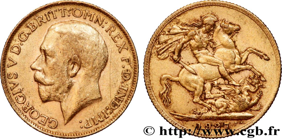 OR, PALLADIUM ET PLATINE INVESTISSEMENT 1 Souverain Georges V 1927 Afrique du Sud TTB+ 