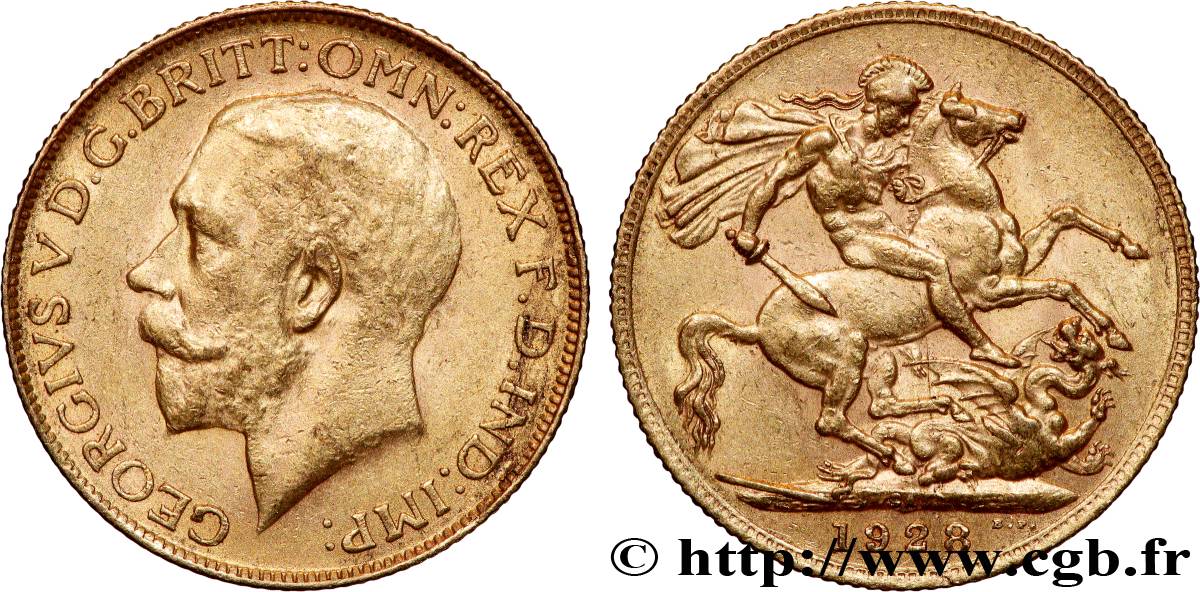 GOLD, PALLADIUM & PLATINUM INVESTMENT 1 Souverain Georges V 1928 Afrique du Sud AU 