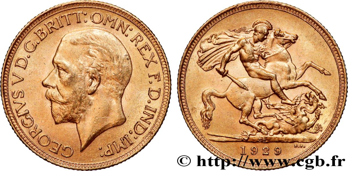 OR, PALLADIUM ET PLATINE INVESTISSEMENT 1 Souverain Georges V 1929 Afrique du Sud SUP 