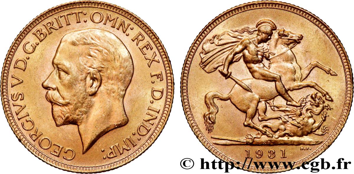 GOLD, PALLADIUM & PLATINUM INVESTMENT 1 Souverain Georges V 1931 Afrique du Sud AU 