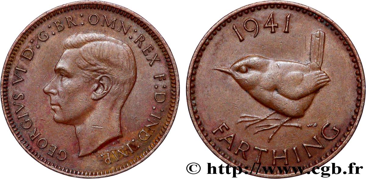 VEREINIGTEN KÖNIGREICH 1 Farthing Georges VI 1941 Londres SS 