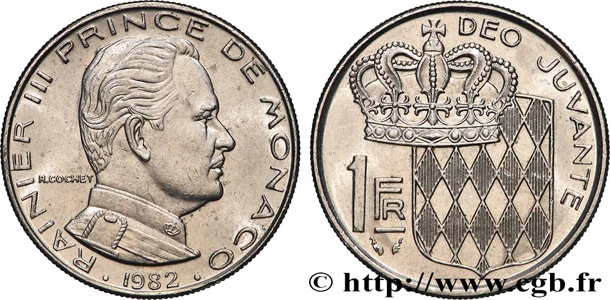 MONACO 1 Franc Rainier III 1982 Paris SPL 