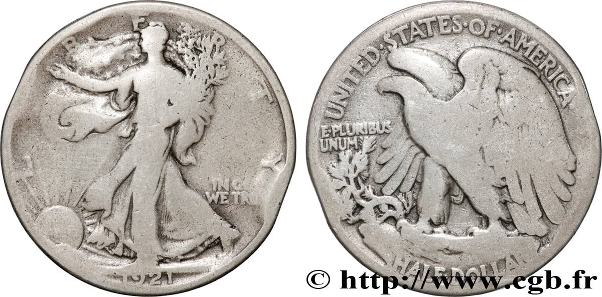VEREINIGTE STAATEN VON AMERIKA 1/2 Dollar Walking Liberty 1921 Philadelphie S 