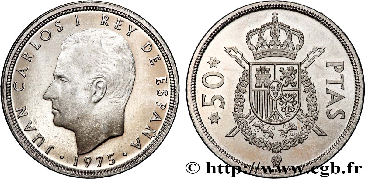 ESPAGNE 50 Pesetas BE Juan Carlos (1976 dans les étoiles) 1975 Madrid SPL 