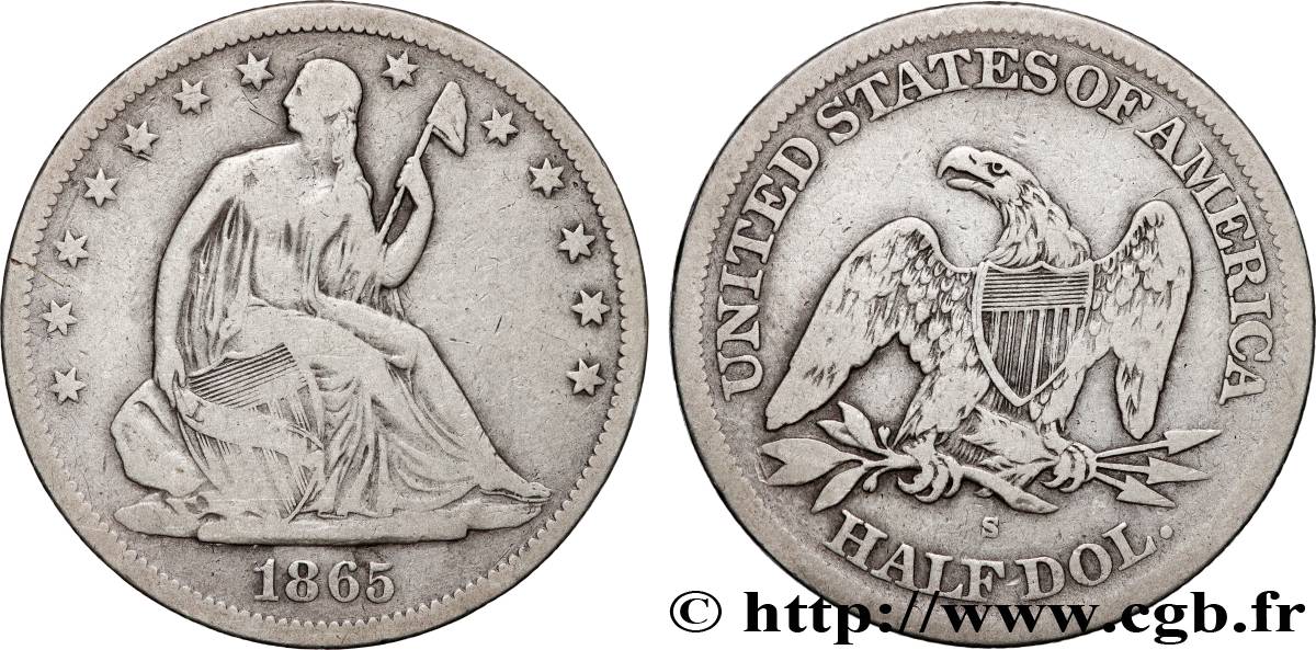 VEREINIGTE STAATEN VON AMERIKA 1/2 Dollar “Seated Liberty” 1865 San Francisco fSS 