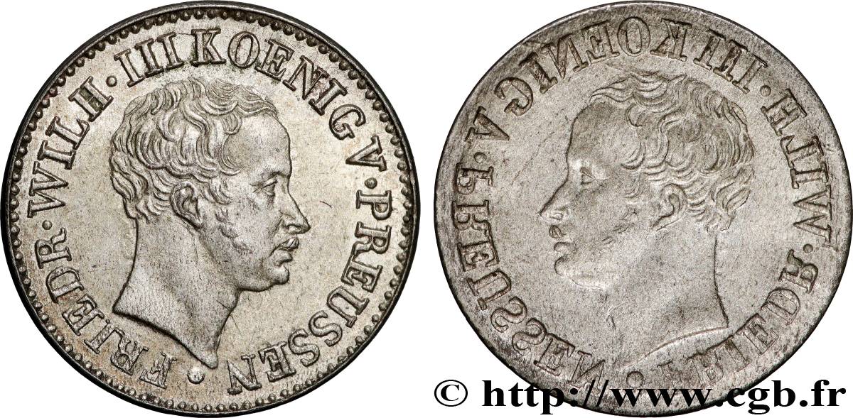 ALLEMAGNE - PRUSSE 1/2 Silbergroschen Frédéric-Guillaume III , incuse n.d. Berlin SUP 