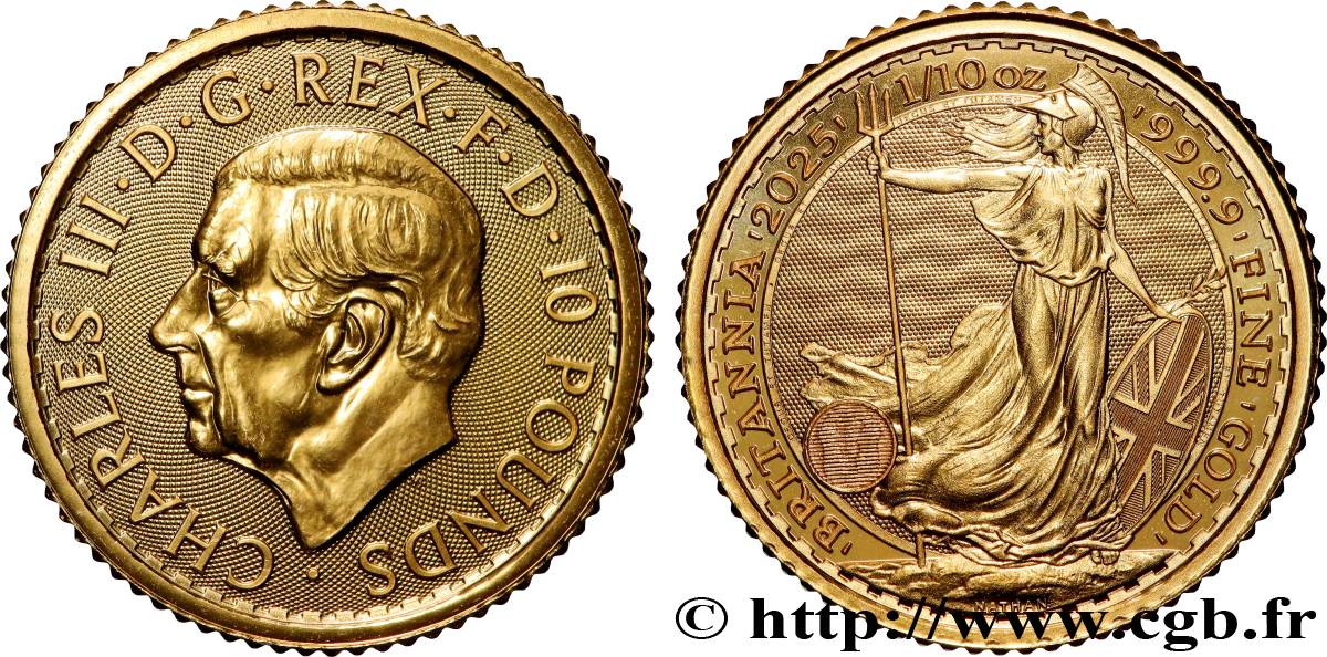 GOLD, PALLADIUM & PLATINUM INVESTMENT 1/10 Oz - 10 Pounds Britannia  2025 British Royal Mint MS 