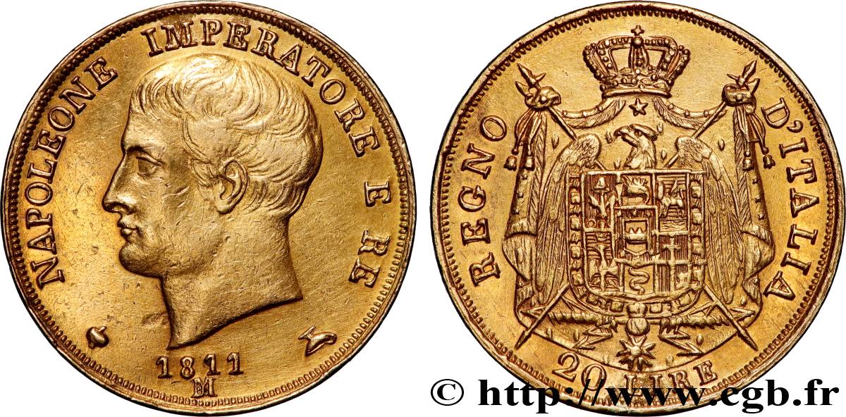 ITALIE - ROYAUME D ITALIE - NAPOLÉON Ier 20 Lire 1811 Milan SUP 