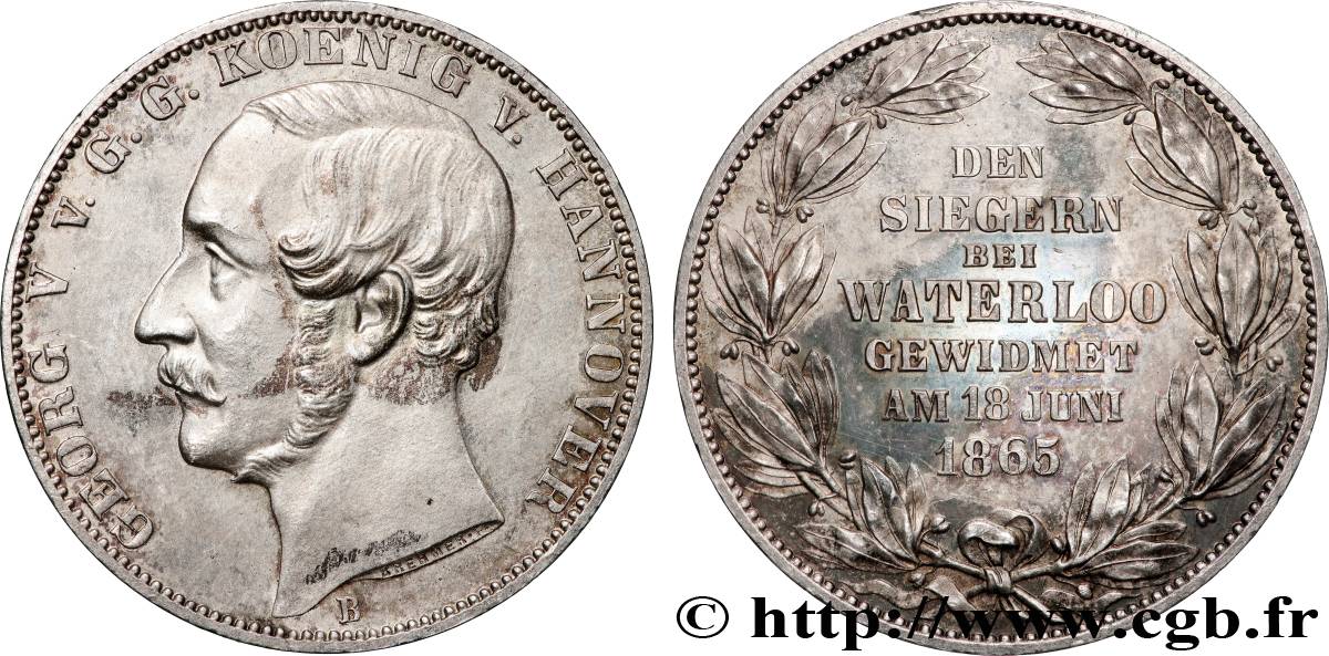 ALLEMAGNE - ROYAUME DE HANOVRE - GEORGES V Thaler - Bataille de Waterloo 1865 Hanovre SUP+ 