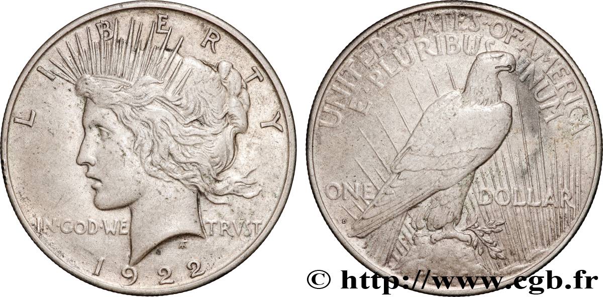ÉTATS-UNIS D AMÉRIQUE 1 Dollar Peace 1922 Denver TTB 