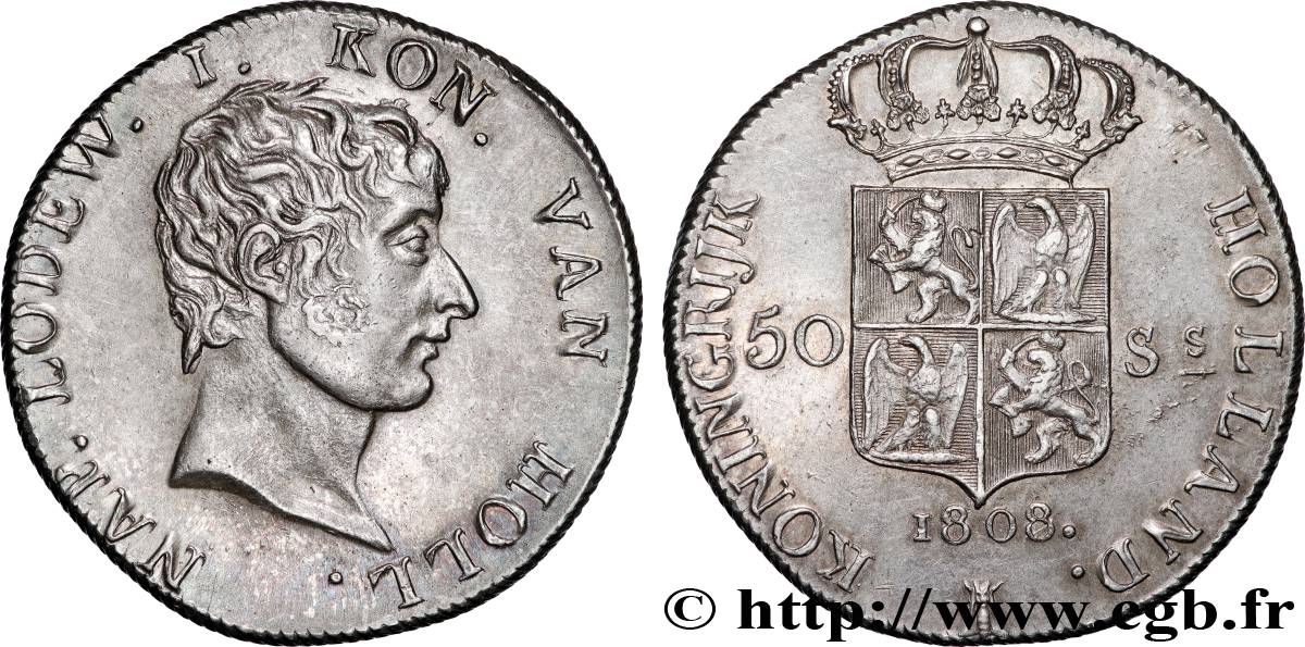 HOLLANDE - ROYAUME DE HOLLANDE - LOUIS NAPOLÉON 50 Stuivers 1808 Utrecht SUP 