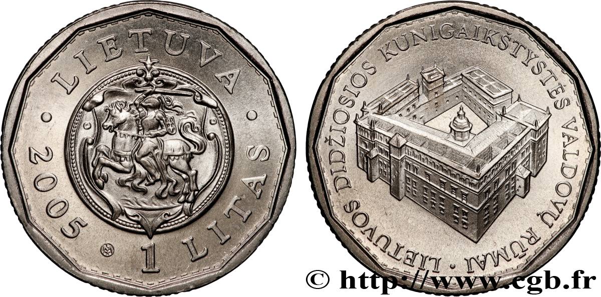 LITHUANIA 1 Litas Palais du Grand-Duché de Lituanie à Vilnius 2005 Vilnius MS 