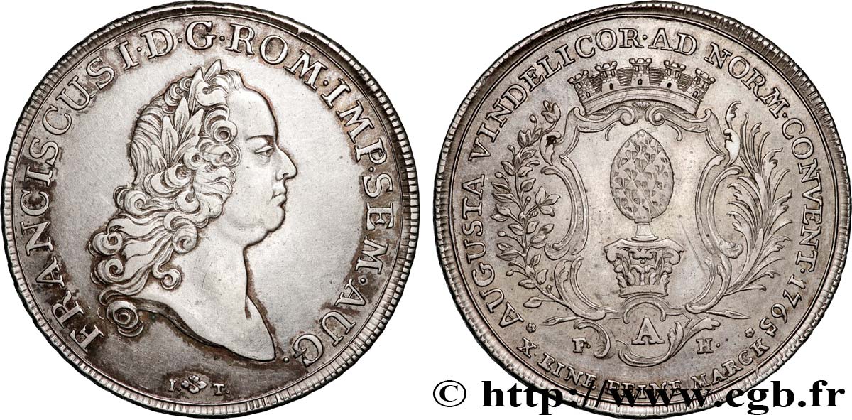 ALLEMAGNE - AUGSBOURG - FRANÇOIS Ier DE LORRAINE Thaler  1765 Augsbourg TTB+ 
