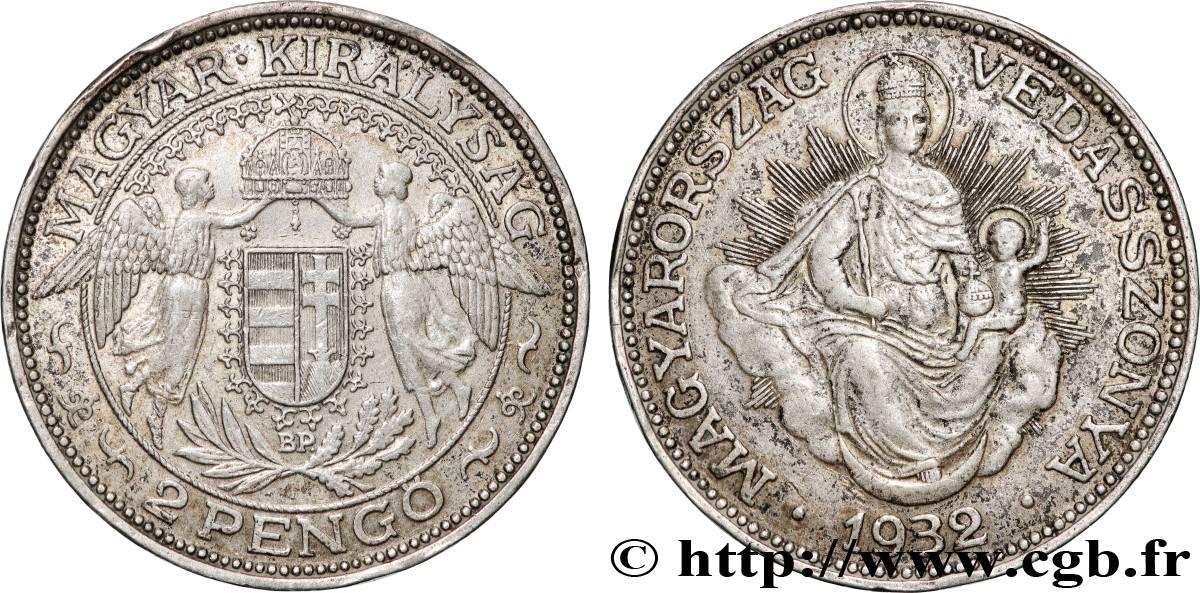 UNGARN 2 Pengo 1932 Budapest fVZ 