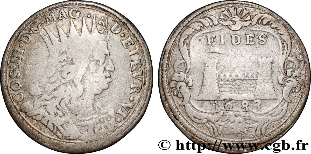 GRAND DUCHE DE TOSCANE - COSME III 1/4 Tollero 1683 Florence XF 