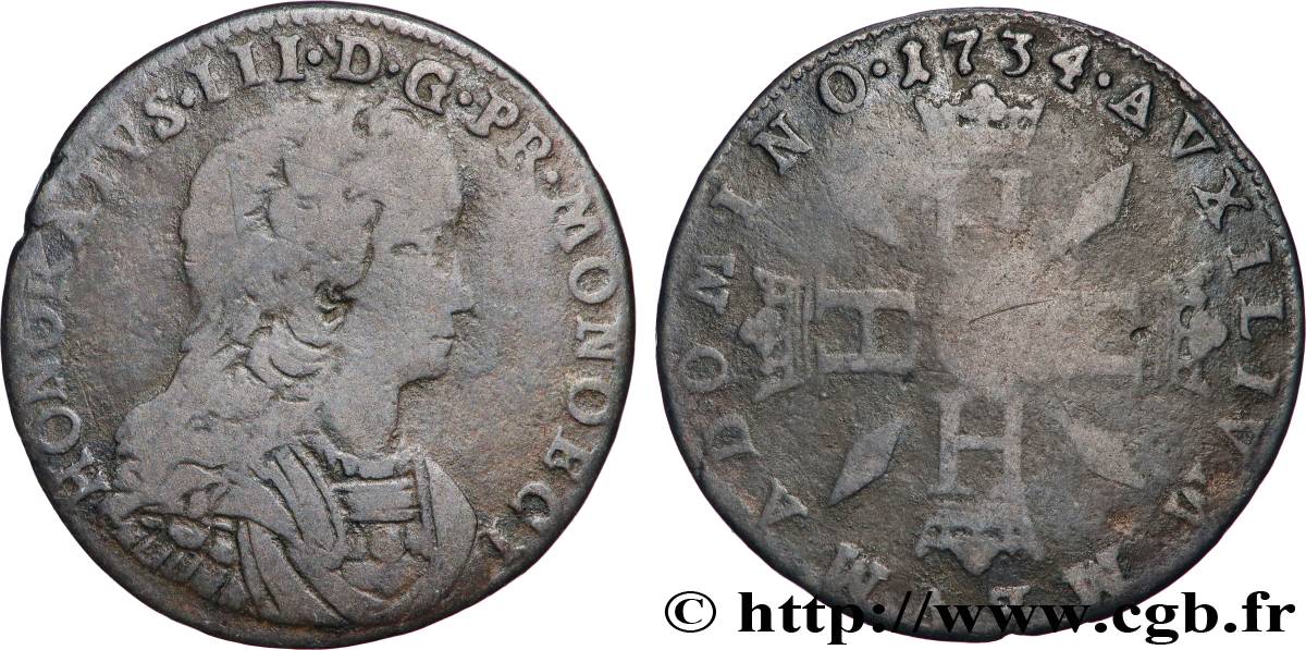 MONACO - PRINCIPAUTÉ DE MONACO - HONORÉ III Pezzetta 1734 Monaco TB 