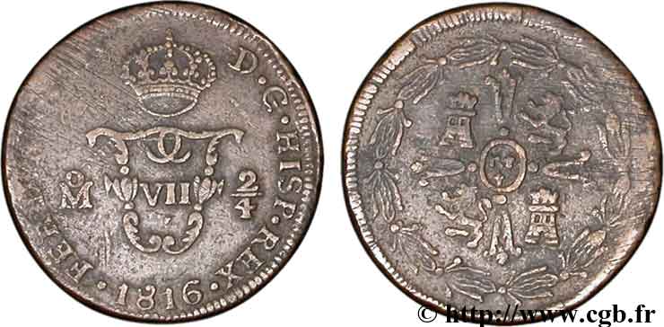 MEXIKO 2 Tlaco (1/4 Real) 1816 Mexico SS 
