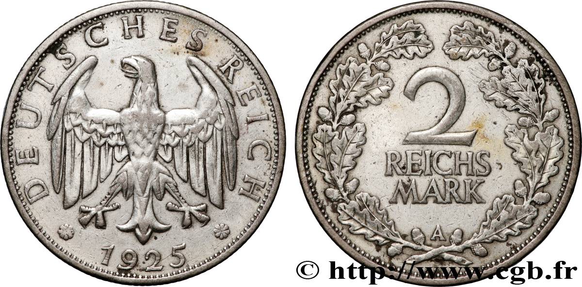 ALLEMAGNE 2 Reichsmark 1925 Berlin TTB 