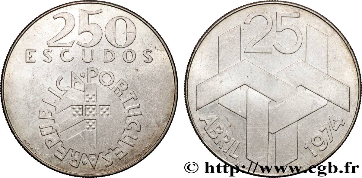 PORTUGAL 250 Escudos 2e anniversaire révolution des oeillets 1976  SUP 