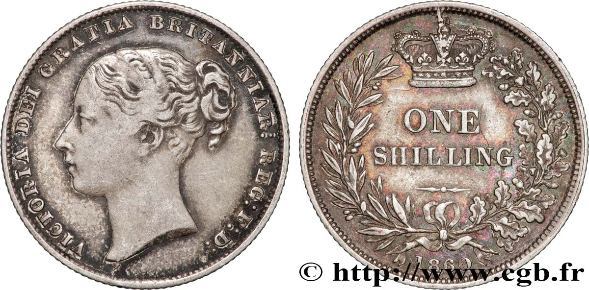 ROYAUME-UNI 1 Shilling Victoria 1860  TTB/TTB+ 
