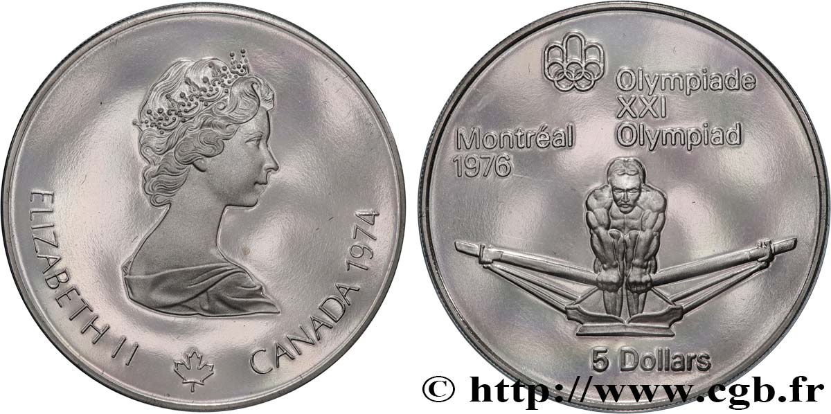 CANADA 5 Dollars Proof JO Montréal 1976 rameur 1974 Ottawa MS 