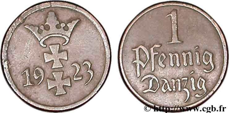 LIBERA CITTA DI DANZICA 1 Pfennig 1923  BB 