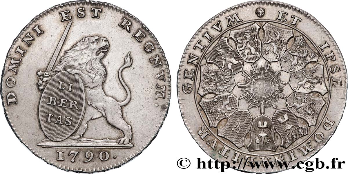 BELGIUM - UNITED STATES OF BELGIUM Lion d’argent ou pièce de 3 florins 1790 Bruxelles AU 
