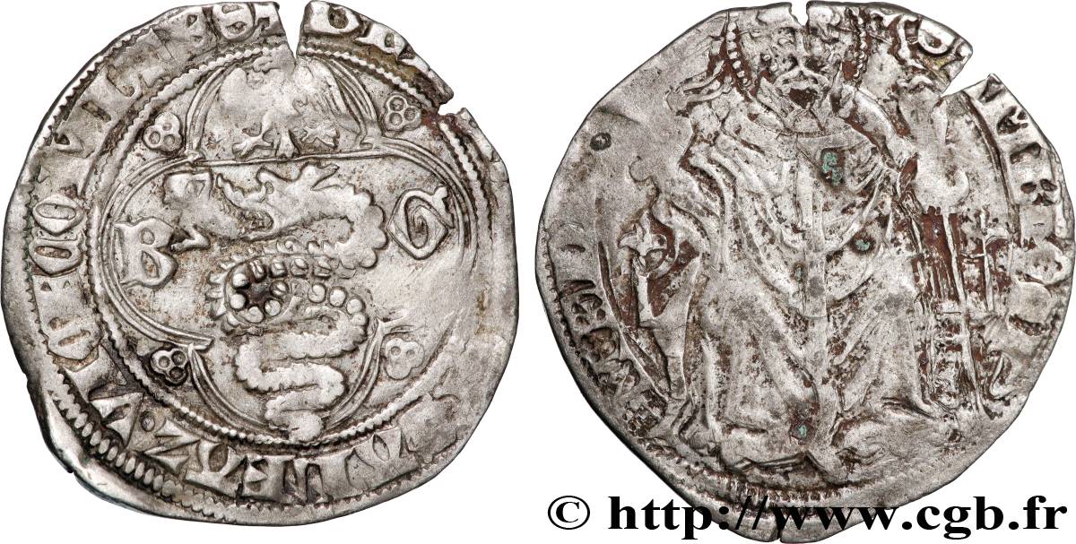 ITALIE - DUCHÉ DE MILAN - BARNABÉ ET GALÉAS II VISCONTI Gros ou grosso da 2 soldi n.d. Milan TTB 
