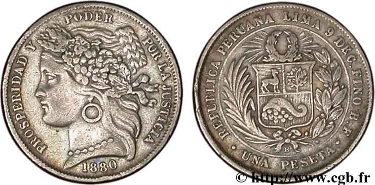 PERU 1 Peseta 1880  BB 