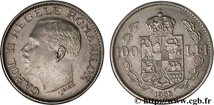 ROUMANIE 100 Lei Charles II 1936  TTB+ 