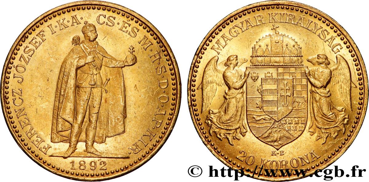 GOLD, PALLADIUM & PLATINUM INVESTMENT 20 Korona or  1892 Kremnitz AU 
