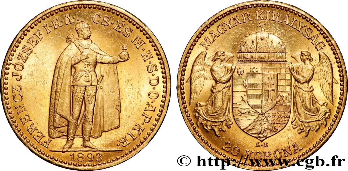 OR, PALLADIUM ET PLATINE INVESTISSEMENT 20 Korona or François-Joseph Ier 1893 Kremnitz SUP 