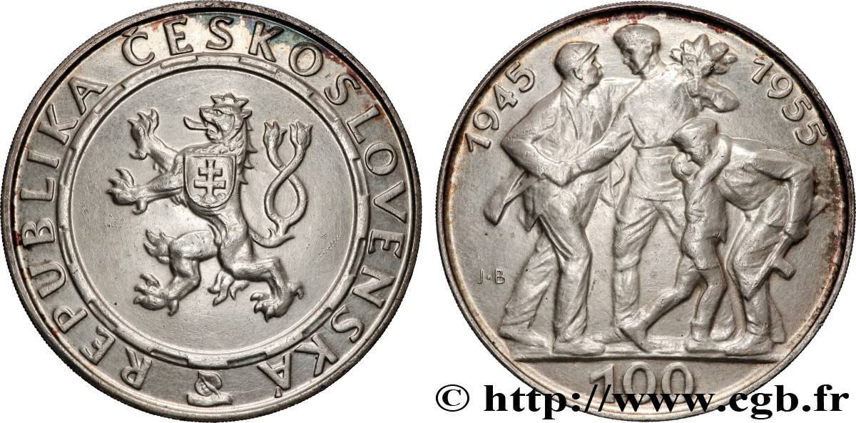 CZECHOSLOVAKIA 100 Korun 10e anniversaire de la libération 1955  AU 