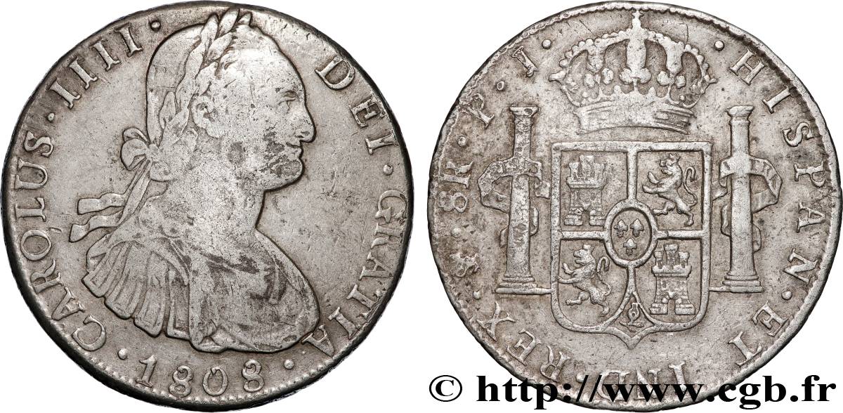 BOLIVIE - CHARLES IV 8 Reales Charles IV 1808 Potosi TB+ 