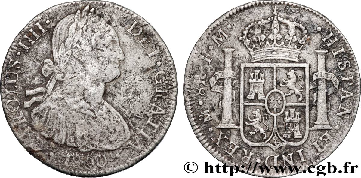 MEXICO 8 Reales Charles IV 1800 Mexico VF 