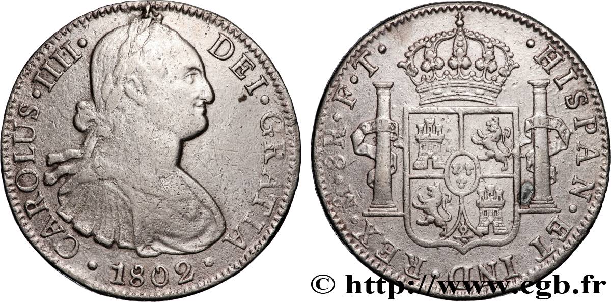 MEXIQUE 8 Reales Charles IV 1802 Mexico TTB 