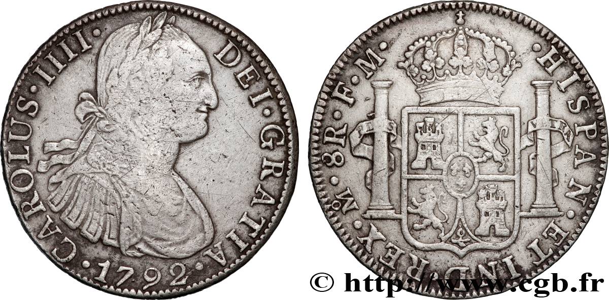 MEXIQUE - CHARLES IV 8 Reales 1792 Mexico TB+/TTB 