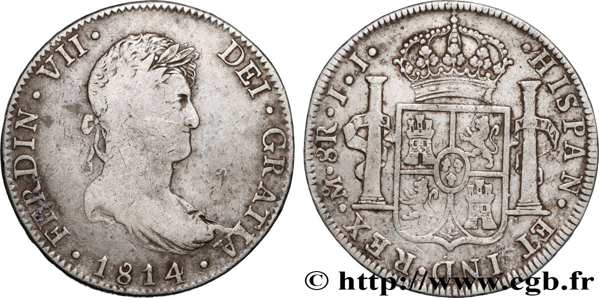 MEXIQUE - FERDINAND VII 8 Reales  1814 Mexico TB+/TTB 