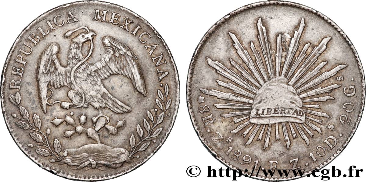 MEXIQUE 8 Reales 1891 Zacatecas TTB 