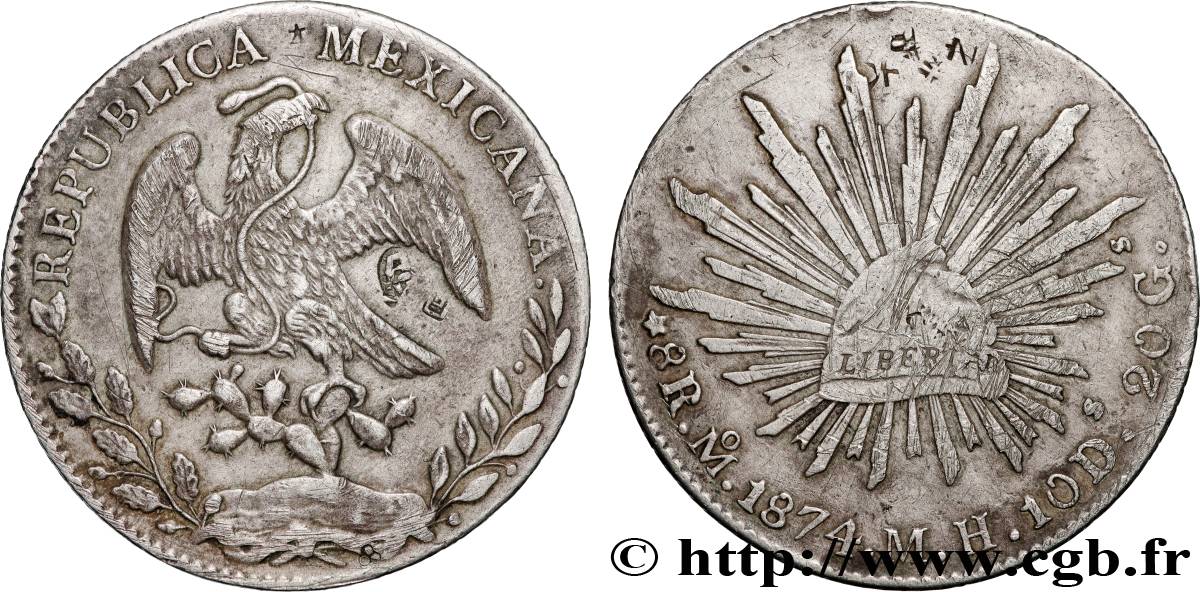 MEXICO 8 Reales 1874 Mexico XF 