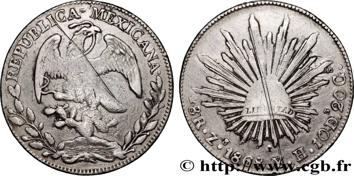 MEXIQUE 8 Reales 1868 Zacatecas TB+ 