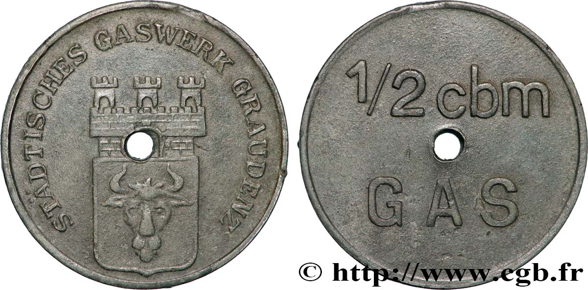 POLOGNE 1/2 m3 de gaz - Ville de Grudziądz n.d.  TTB+ 