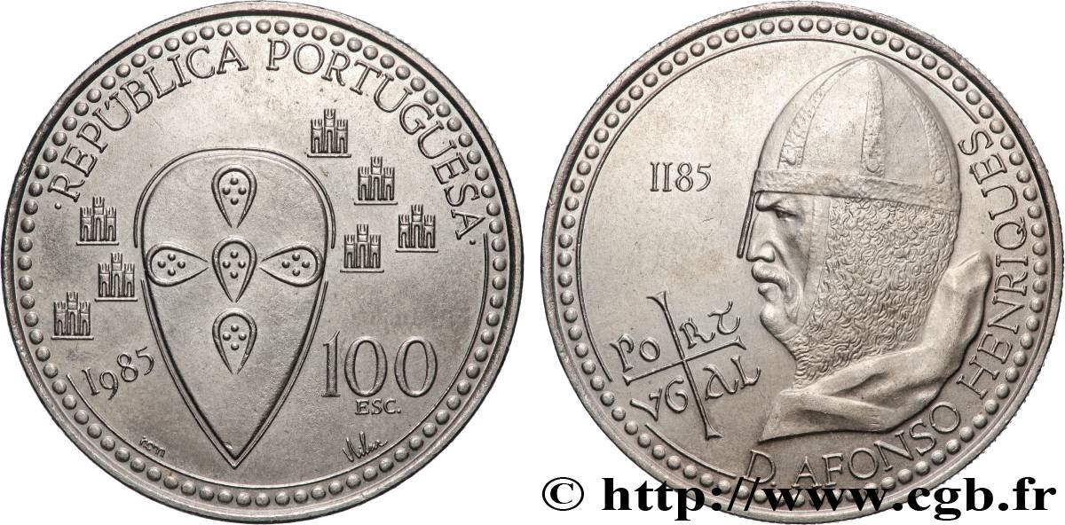 PORTUGAL 100 Escudos 800e anniversaire de la mort du roi Alfonso Henriques 1985 Lisbonne EBC 
